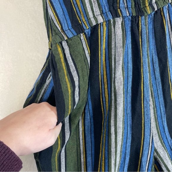 The Get linen jumpsuit striped green women’s large boho coastal summer - Picture 9 of 12